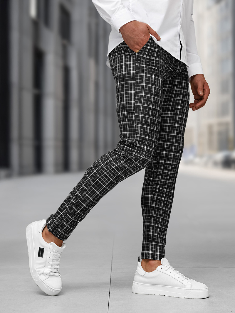 Herren Chino Hose Schwarz OZONEE DJ/5515Z