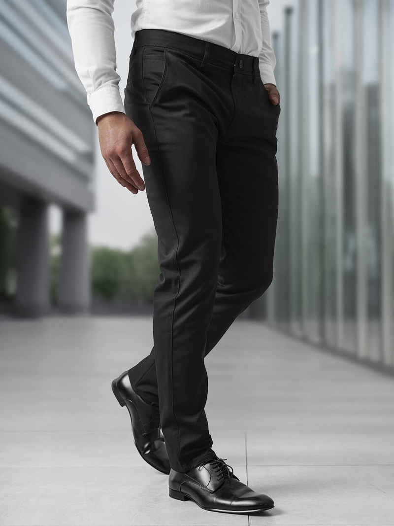 Herren Chino Hose Schwarz OZONEE V/6545