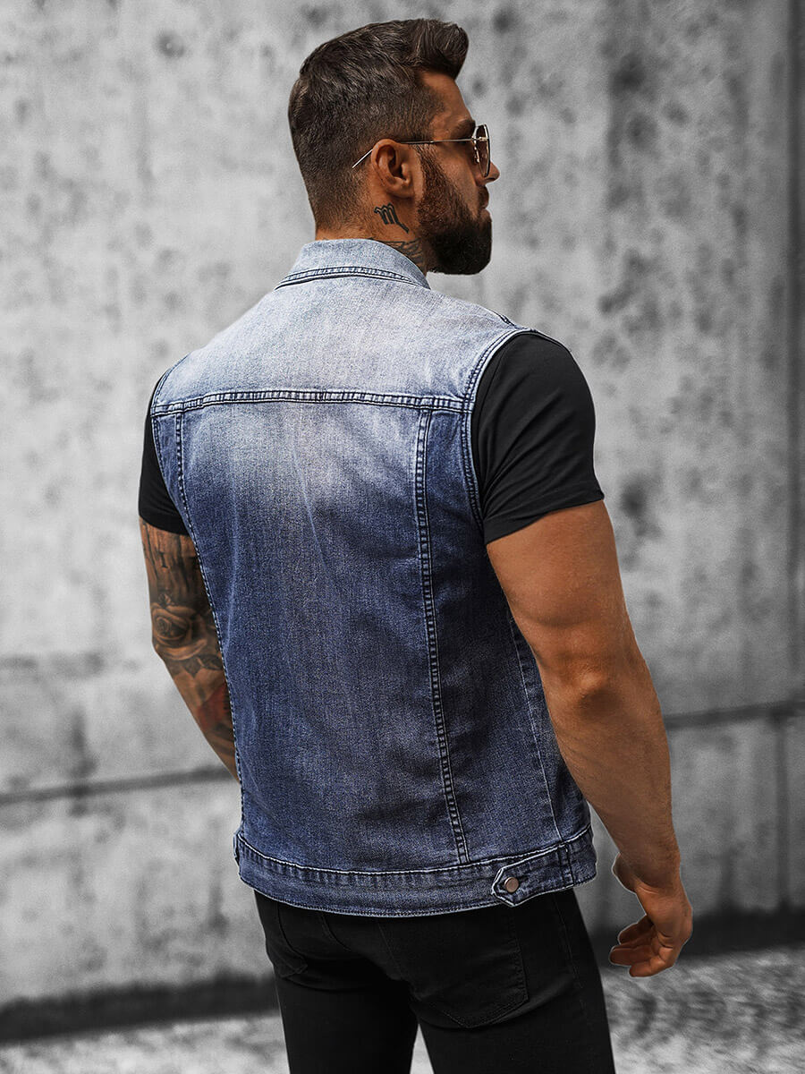 Herren Jeansweste Blau OZONEE NB/MJ539B OZONEE