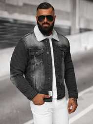 Herren Jeansjacke Sherpa Schwarz OZONEE NB/MJ513N