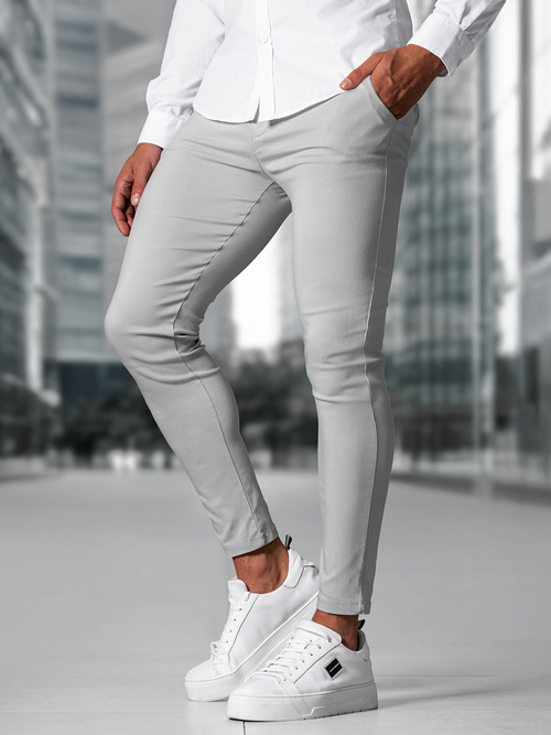 Herren Chino Hose Grau OZONEE O/P4049Z
