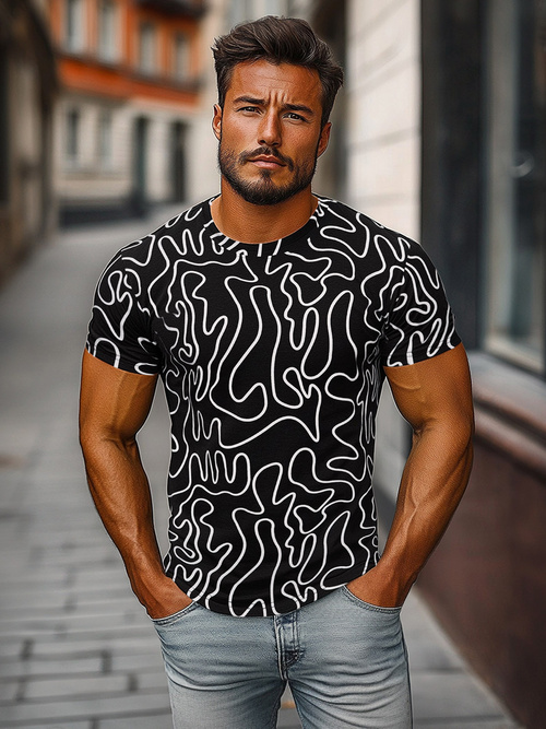 Herren T-shirt Schwarz OZONEE JS/8T1198/3Z