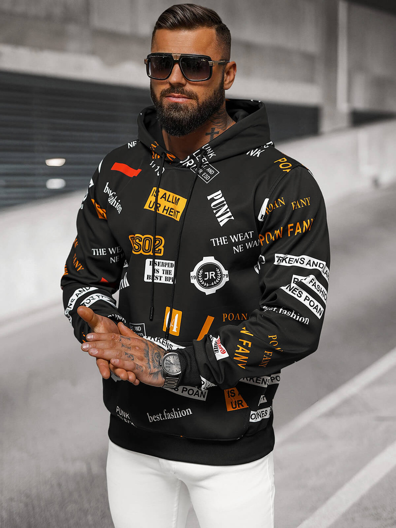 Herren Kapuzenpullover Schwarz OZONEE JS/8B1250/3