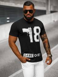 Herren T-shirt Schwarz OZONEE O/T123/3Z