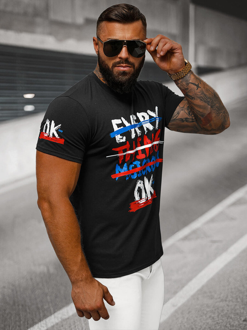 Herren T-shirt Schwarz OZONEE O/8T1266/3