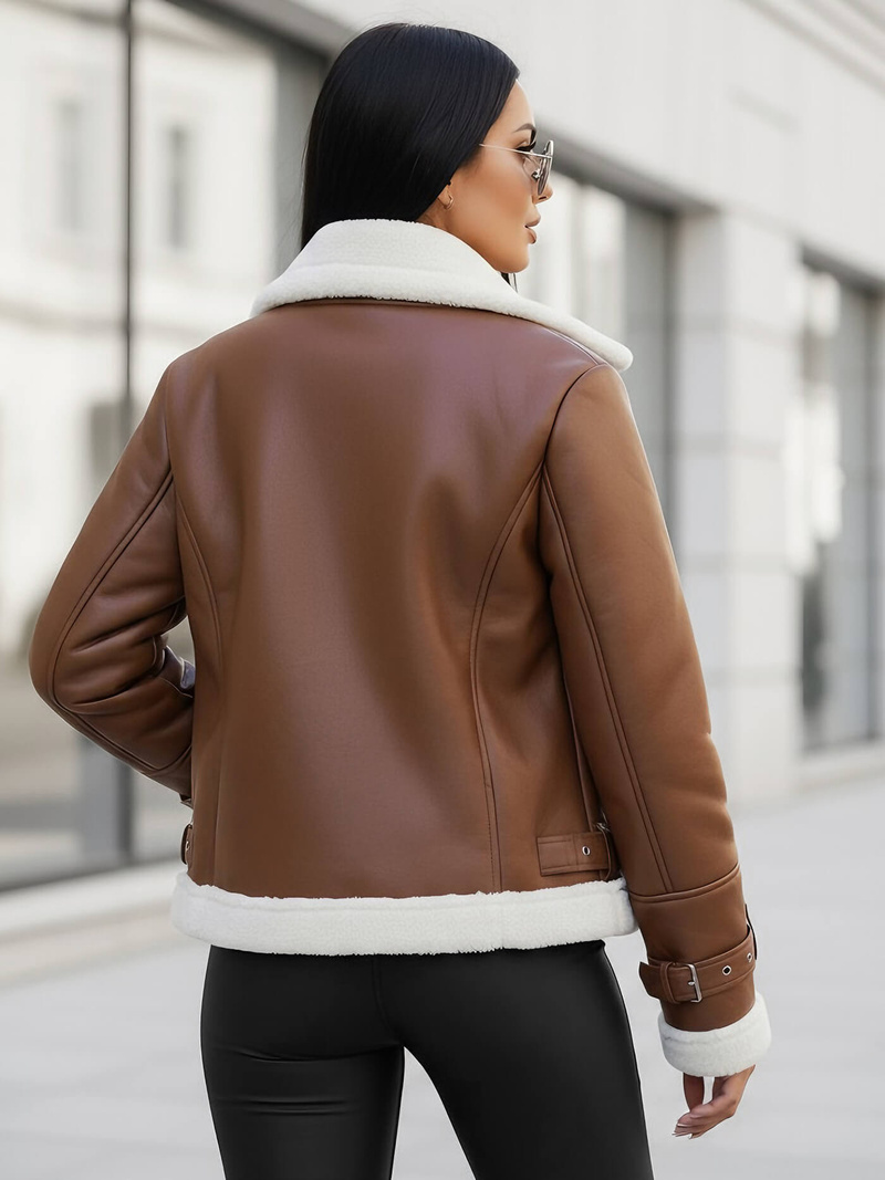 Damen Lederjacke Braun OZONEE JS/11Z8177Z