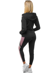 Zweiteiliges Trainingsanzug-Set Schwarz-Hellrosa OZONEE JS/YW06005/1/16