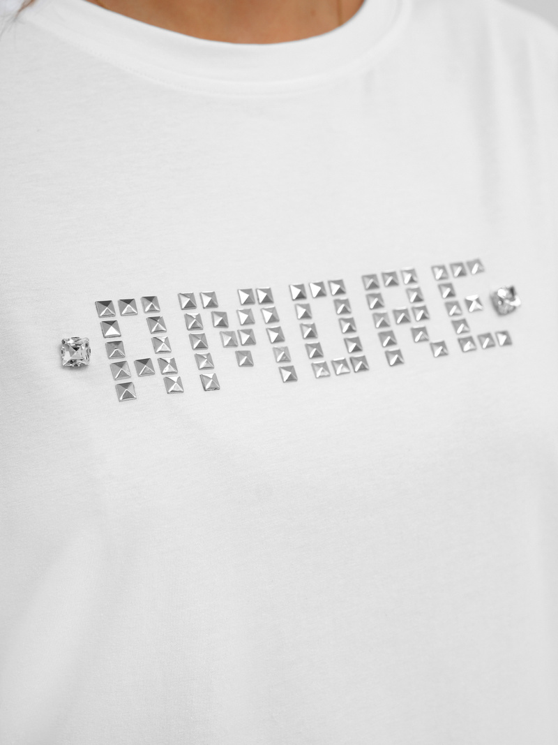 Damen T-shirt Weiß-Silber OZONEE JS/YJ77716