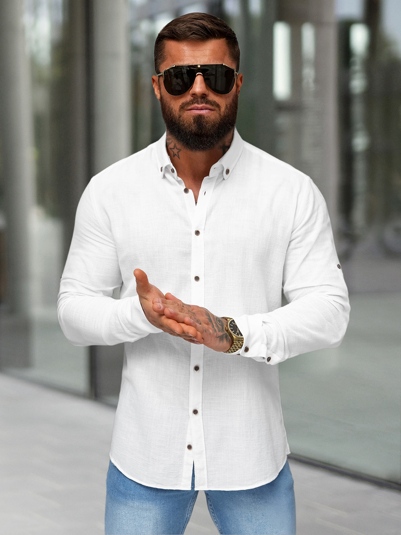 Herren Hemd Weiß OZONEE O/V143