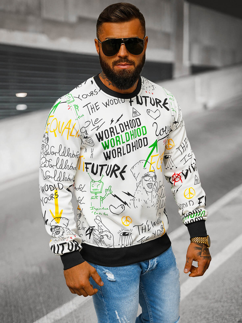 Herren Sweatshirt Weiß OZONEE JS/8B1228/1