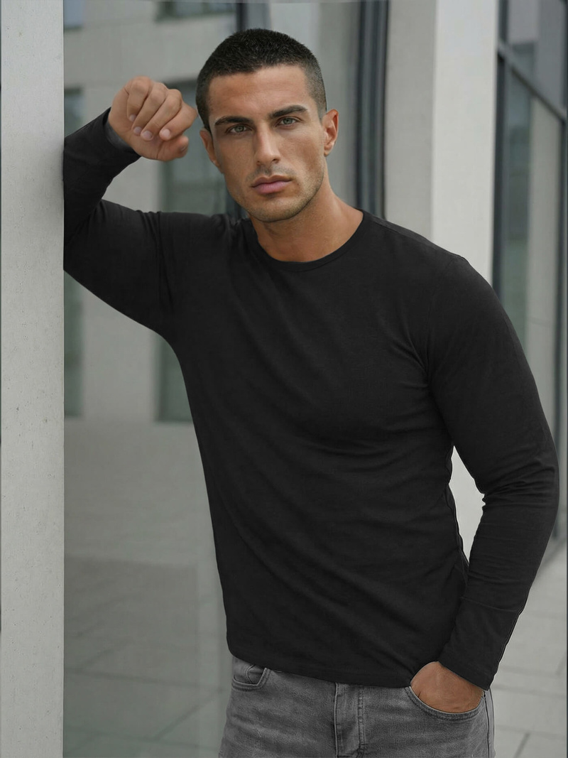 Herren Longsleeve Schwarz OZONEE JS/DB71/1