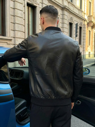 Herren Lederjacke Schwarz OZONEE JS/11Z8105Z