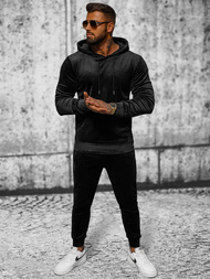 Herren Velours Sportanzug Schwarz OZONEE JS/8C1171/3