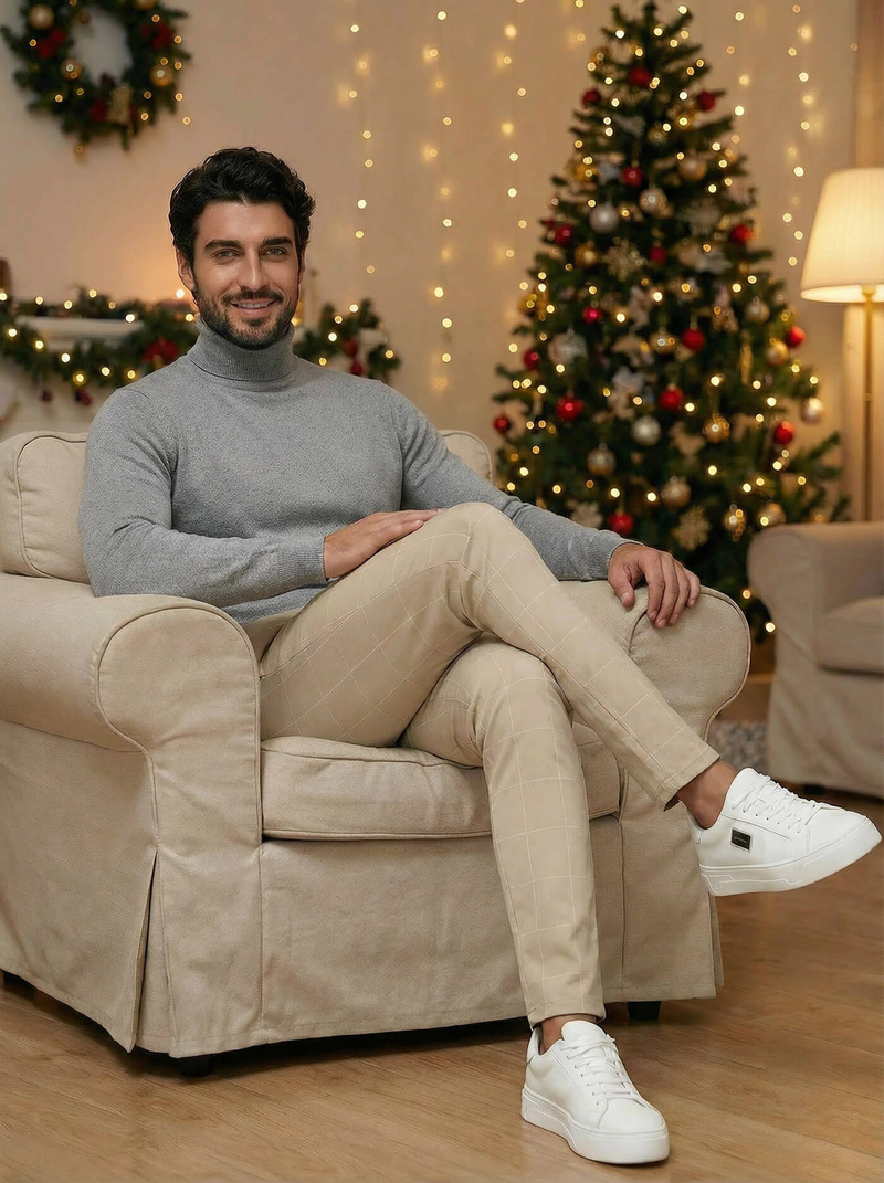 Herren Chino Hose Beige OZONEE DJ/5505Z