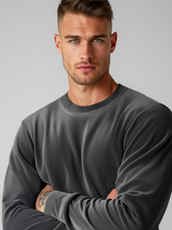 Herren Velours Sweatshirt Anthrazit OZONEE JS/8B1166/6