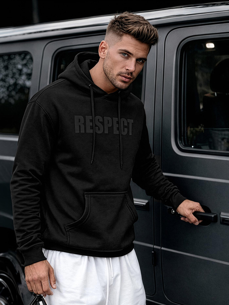 Herren Kapuzenpullover Schwarz OZONEE JS/8B1968/3