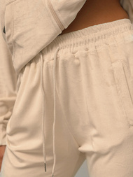 Damen Velours Sportanzug Hellbeige OZONEE JS/8C1176/159Z