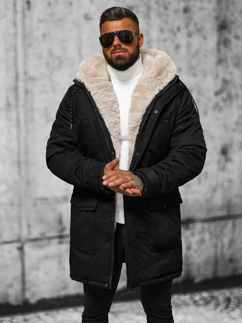 Herren Winterjacke Schwarz OZONEE JS/5M120/392