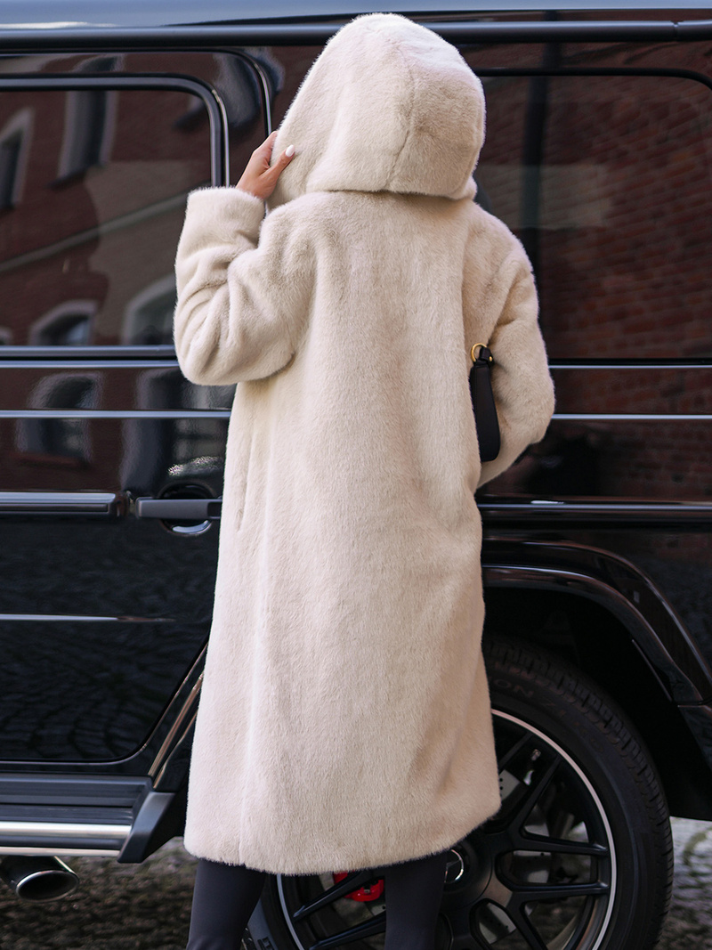 Damen Pelz Winterjacke Beige OZONEE JS/11Z8250