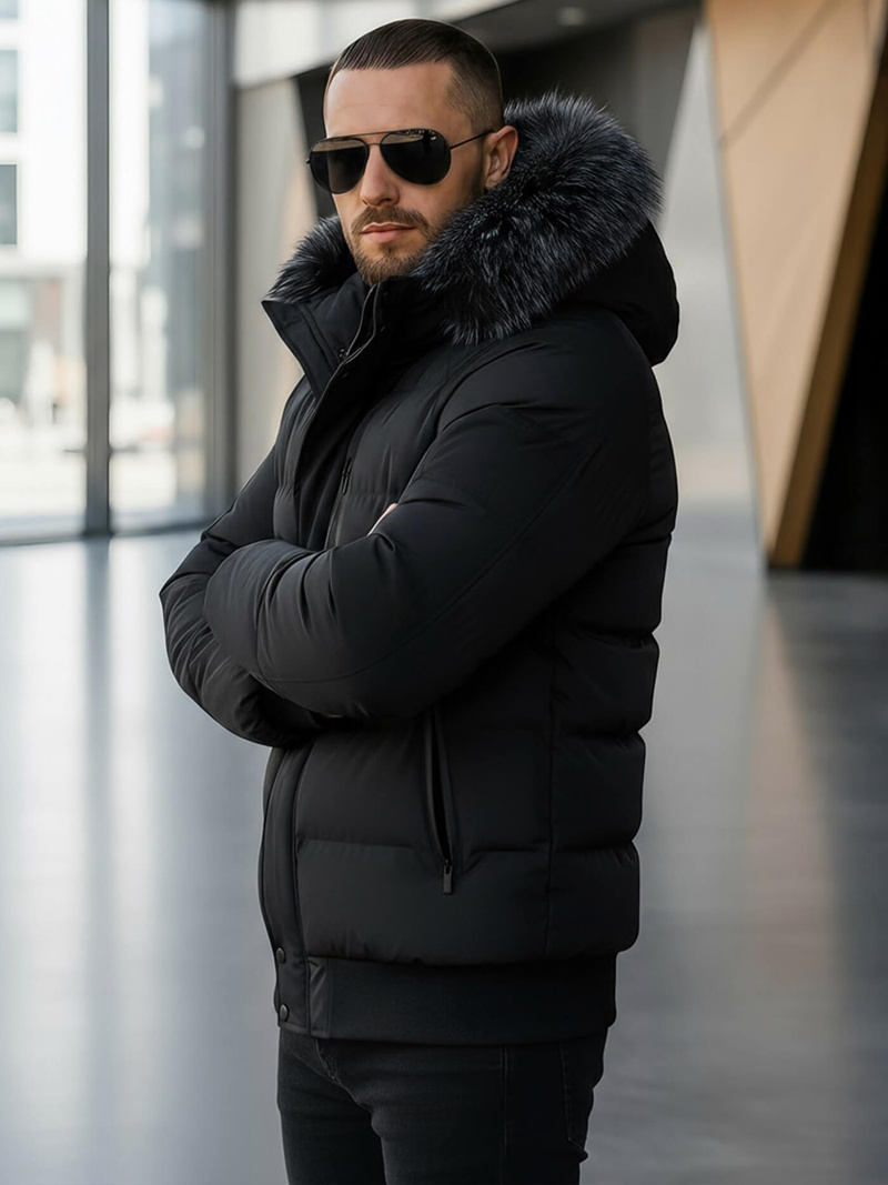 Herren Winterjacke Schwarz OZONEE O/M798Z