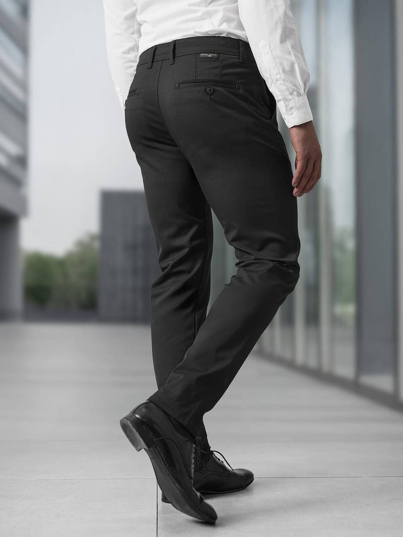 Herren Chino Hose Schwarz OZONEE V/6545