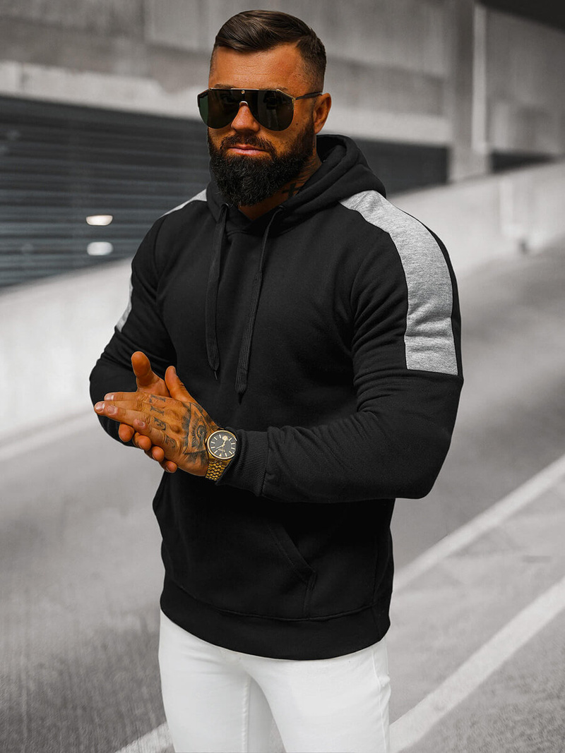 Herren Kapuzenpullover Schwarz OZONEE JS/8B1311/3