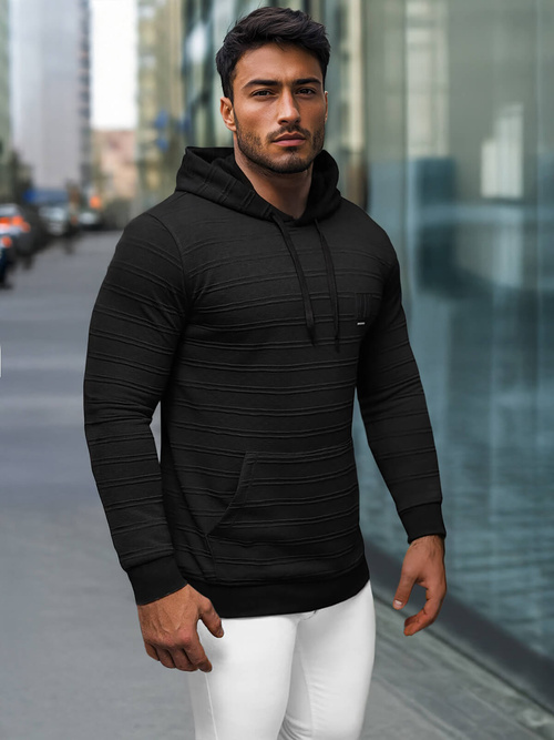 Herren Kapuzenpullover Schwarz OZONEE O/TB2272Z