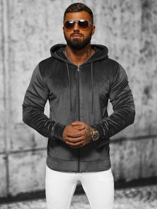 Herren Velours Kapuzenpullover Anthrazit OZONEE JS/8B1168/6