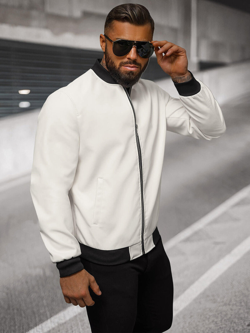 Herren Lederjacke Weiß OZONEE O/88120