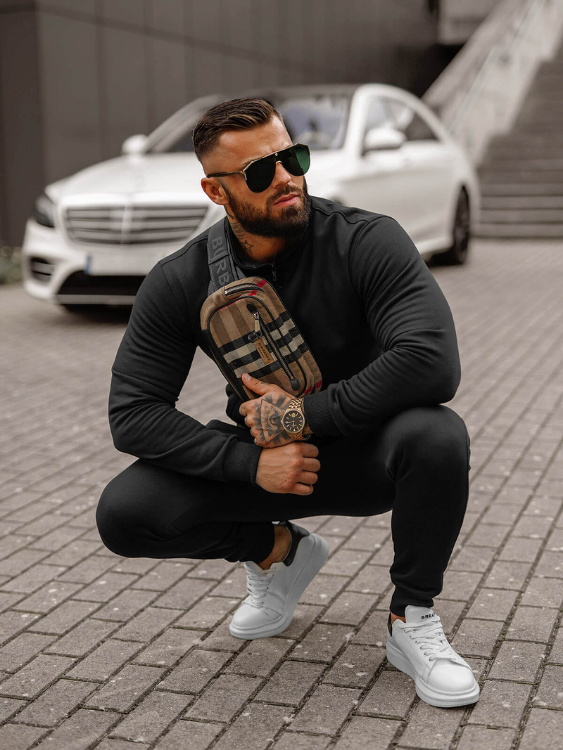 Herren Sportanzug Schwarz OZONEE JS/68C10385/3Z