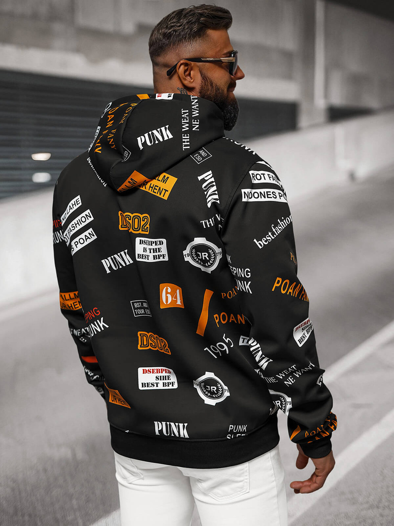 Herren Kapuzenpullover Schwarz OZONEE JS/8B1250/3