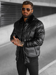 Herren Lederjacke Schwarz OZONEE O/M795Z