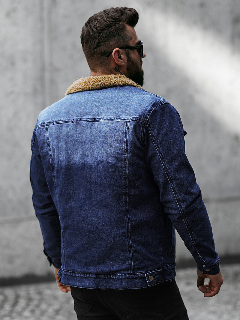 Herren Jeansjacke Sherpa Dunkelblau OZONEE NB/MJ520BSZ