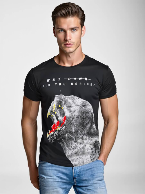 Herren T-shirt Schwarz OZONEE O/T127/3Z