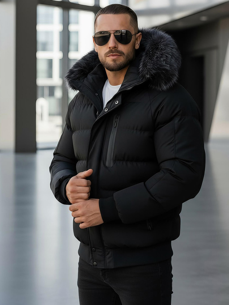 Herren Winterjacke Schwarz OZONEE O/M798Z