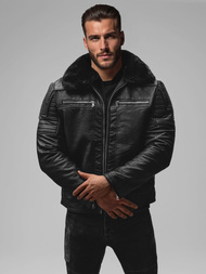 Herren Lederjacke Schwarz OZONEE JS/11Z8013Z