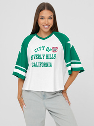 Damen T-shirt Weiß-Grün OZONEE JS/R62493