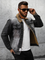 Herren Jeansjacke Sherpa Schwarz OZONEE NB/MJ520NZ