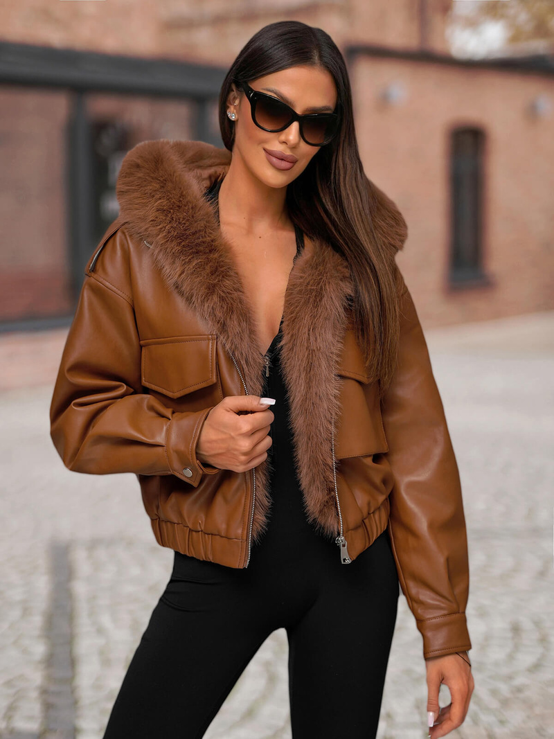 Damen Lederjacke Braun OZONEE O/G125