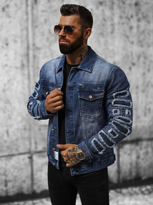 Herren Jeansjacke Dunkelblau OZONEE NB/MJ523BS
