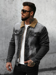 Herren Jeansjacke Sherpa Schwarz OZONEE NB/MJ520NZ