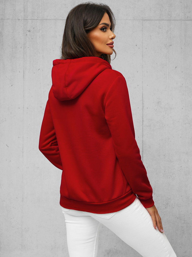 Damen Kapuzenpullover Dunkelrot OZONEE JS/W03Z