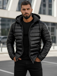 Herren Lederjacke Schwarz OZONEE O/11Z8088Z
