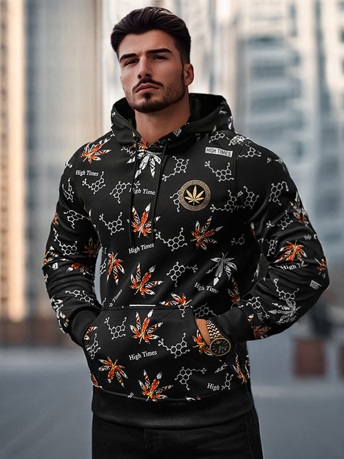Herren Kapuzenpullover Schwarz OZONEE O/B266Z