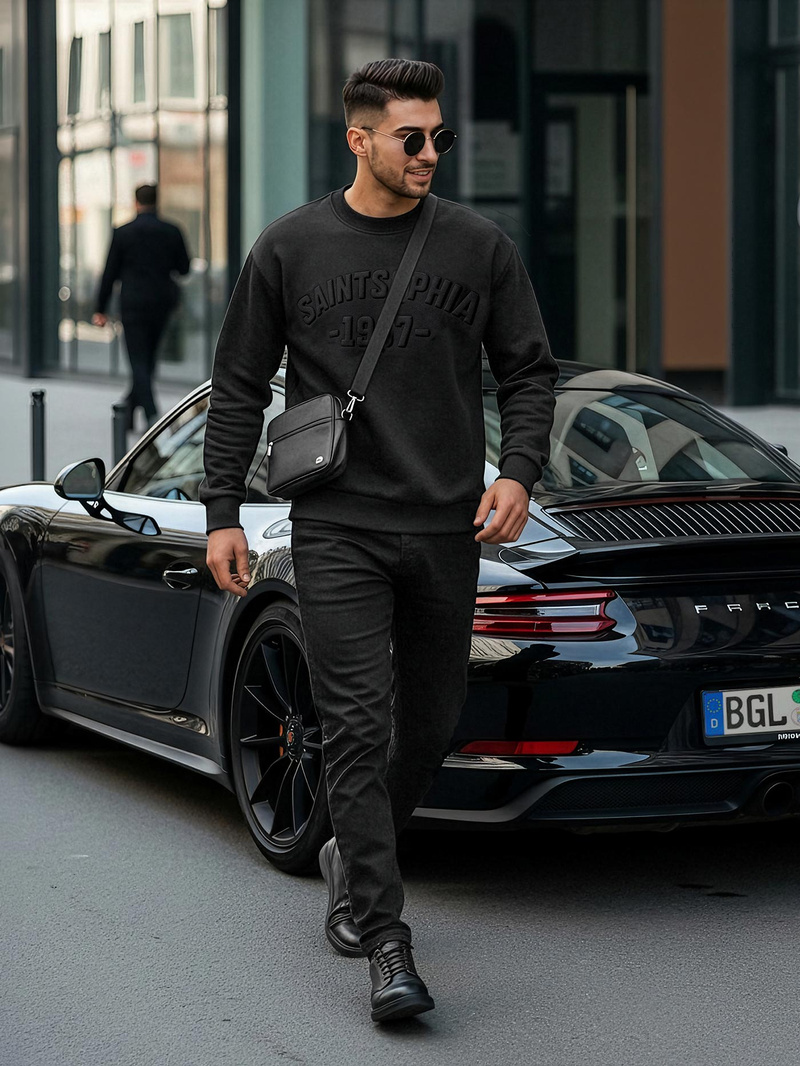 Herren Sweatshirt Schwarz OZONEE JS/8B1953/3