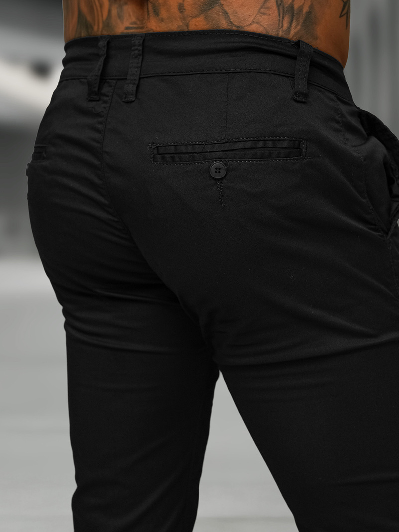 Herren Chino Hose Schwarz OZONEE BL/SK222/1