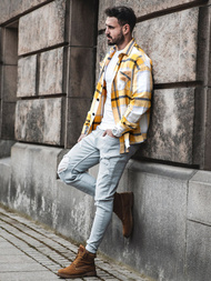 Herren Hemd Jacke Gelb OZONEE O/DR2020