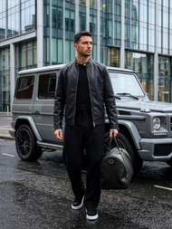 Herren Lederjacke Schwarz OZONEE JS/11Z8027