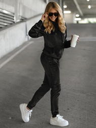 Damen Velours Sportanzug Schwarz OZONEE JS/8C1301/3