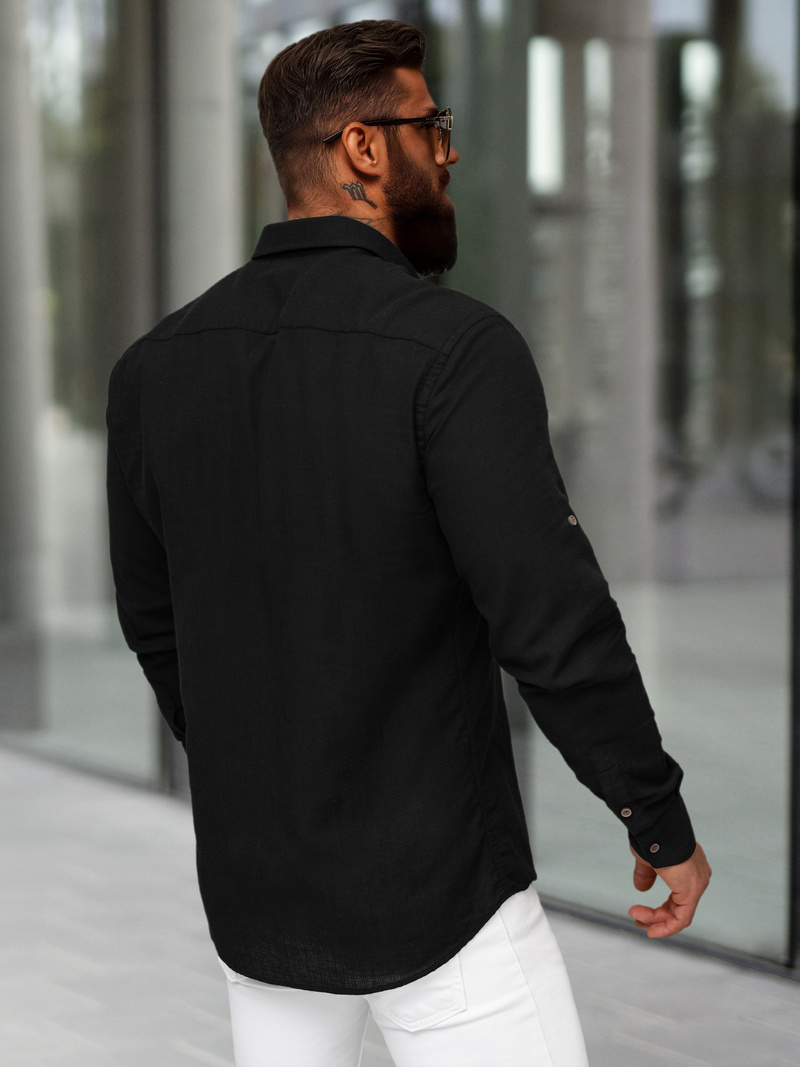 Herren Hemd Schwarz OZONEE O/V144